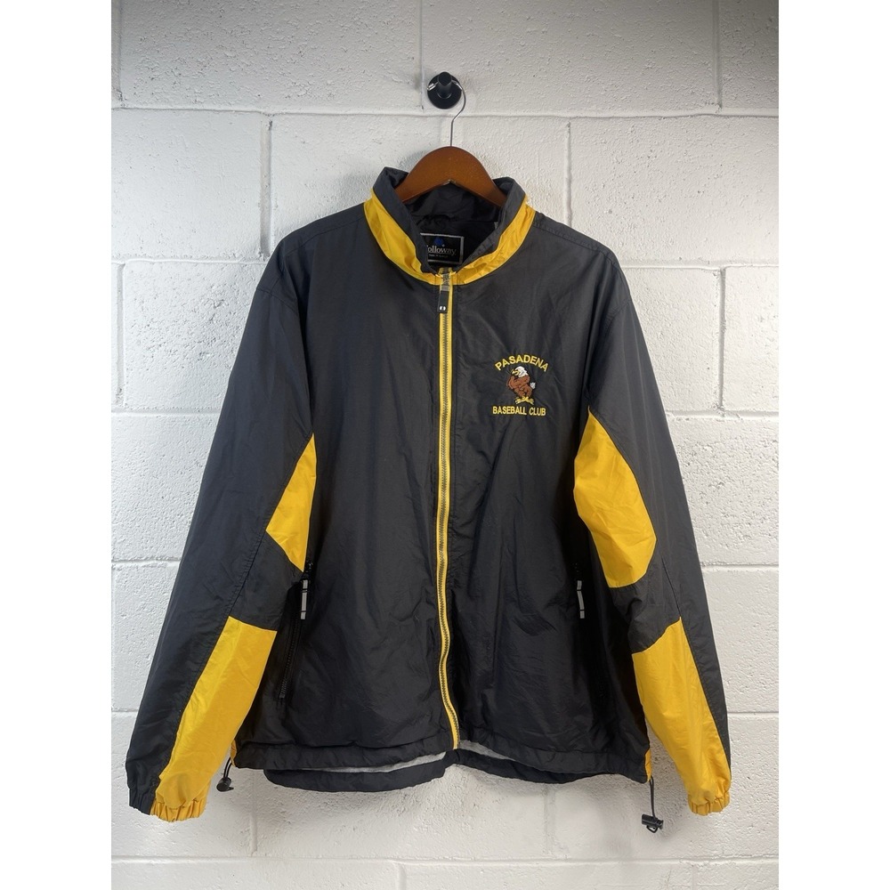 VTG Holloway Men's black & Yellow Windbreaker Jacket Embroidered Pasadena XL